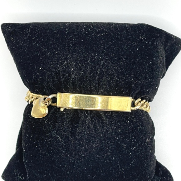 Speidel Gold Electroplate Vintage ID Bracelet Heart Charm 6 3/4" Engravable - Picture 1 of 9